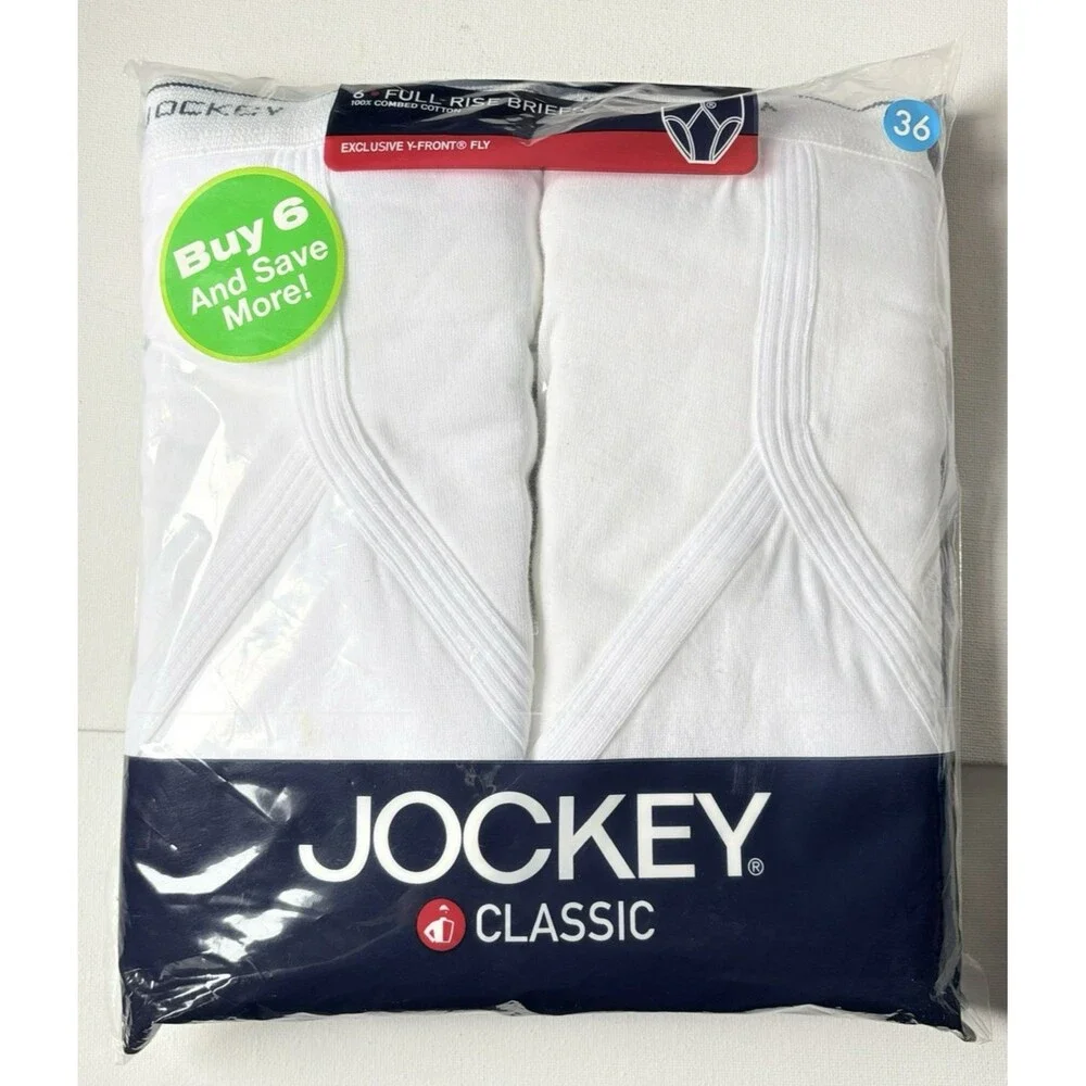 Jockey Mens Classic Full Rise Briefs Size 36 100% Cotton Y-Front Fly 6-pack Vtg - Picture 8 of 11